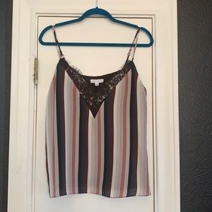 Dressy striped tank with lace